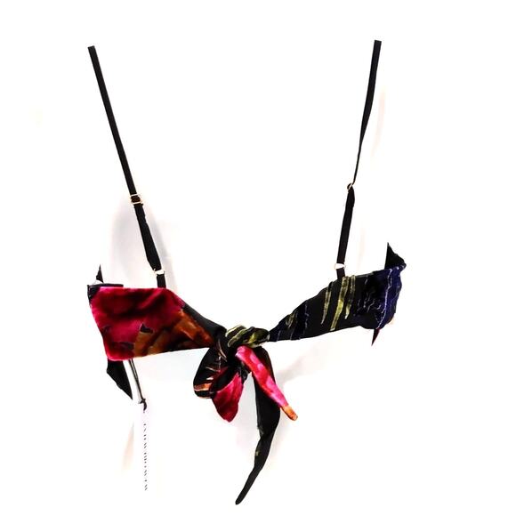 Revolve WeWoreWhat Focked Velvet Cowl Top V-Hem Floral Black Multi Womens M NWT - Picture 4 of 9